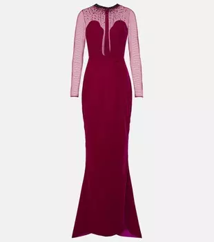 Украшенное бархатное платье из смесового хлопка Miss Sohee, розовый