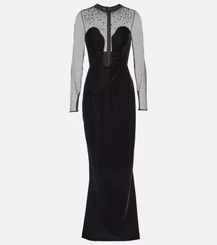 Украшенное бархатное платье Miss Sohee, черный