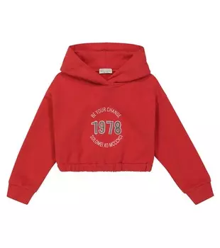 Украшенное худи из хлопка Brunello Cucinelli, красный