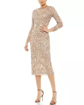 Украшенное коктейльное платье Mac Duggal, цвет mocha
