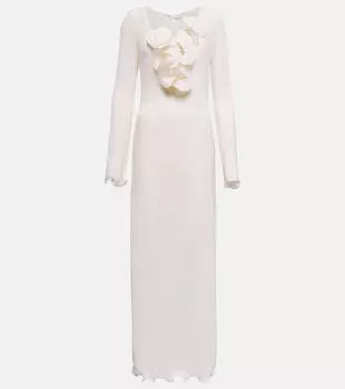 Украшенное креповое макси-платье Magda Butrym, кремовый