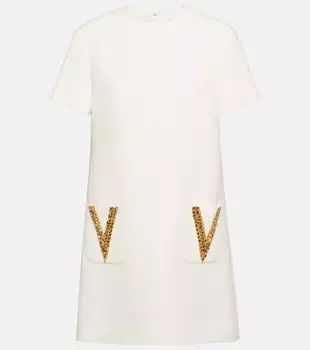 Украшенное мини-платье Crpe Couture VALENTINO, белый
