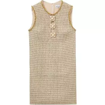 Украшенное мини-платье из букле с автопортретом Self-portrait, Gold