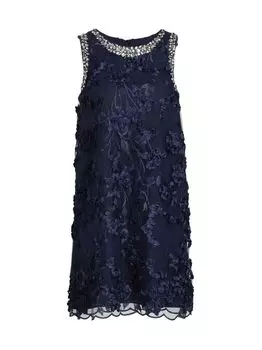 Украшенное мини-платье с вышивкой Badgley Mischka, нави