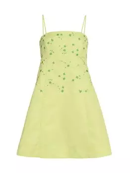 Украшенное мини-платье Tent GANNI, зеленый
