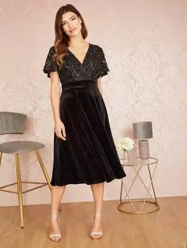 Украшенное облегающее платье миди с запахом Yumi, черный