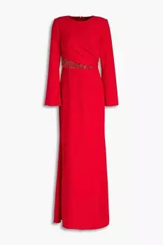 Украшенное платье из эластичного крепа со сборками BADGLEY MISCHKA, красный