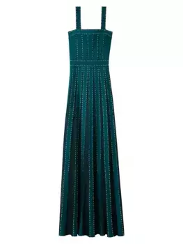 Украшенное платье из эластичного пике St. John, бирюзовый