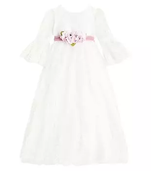 Украшенное платье из тюля Monnalisa, белый