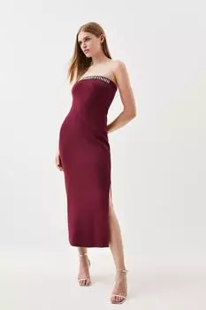 Украшенное платье мидакси с воротником-бандо Karen Millen, красный