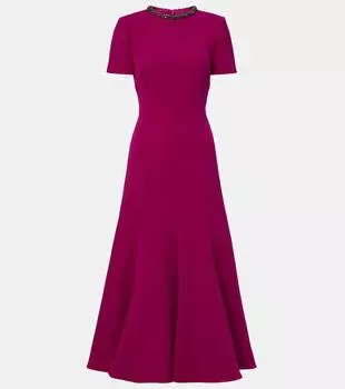 Украшенное платье миди из кади Roland Mouret, Dark Pink