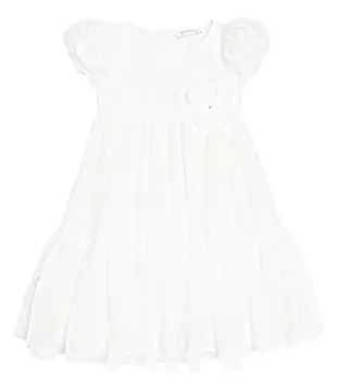 Украшенное платье с объемными рукавами Monnalisa, белый