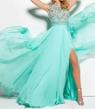 Украшенное платье с открытой спиной цвета мяты Mac Duggal, цвет mint