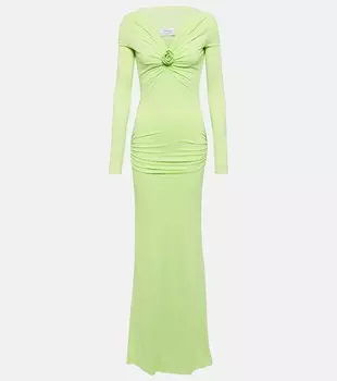 Украшенное платье с открытыми плечами BLUMARINE, зеленый