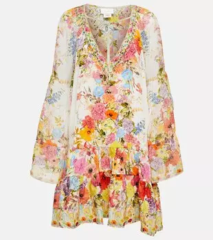Украшенное шелковое мини-платье CAMILLA, разноцветный