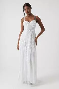 Украшенное свадебное платье с линейной скульптурой Coast, белый