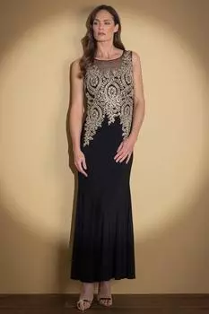 Украшенное вечернее платье макси без рукавов Klass., черный