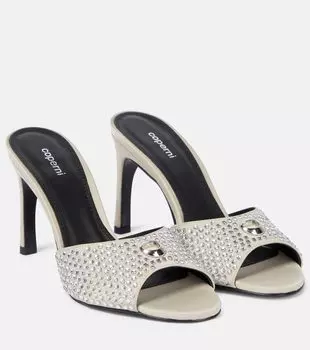 Украшенные атласные босоножки Coperni, бежевый