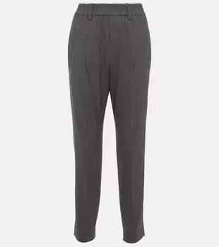 Украшенные брюки из смесовой шерсти BRUNELLO CUCINELLI, серый