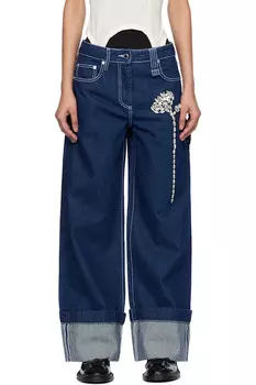 Украшенные джинсы-бойфренды с гвоздиками Simone Rocha, мультиколор