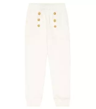 Украшенные хлопковые спортивные штаны Balmain, белый