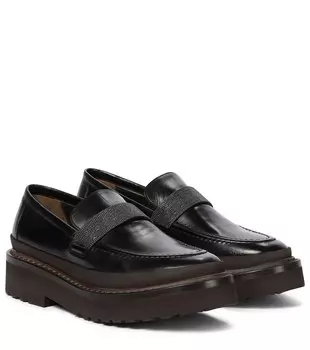 Украшенные кожаные лоферы Brunello Cucinelli, черный