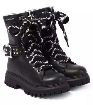 Украшенные кожаные сапоги Monnalisa, черный