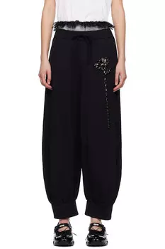 Украшенные кружевные шорты с завязками для отдыха Simone Rocha, черный