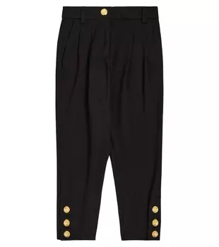 Украшенные плиссированные брюки Balmain, черный