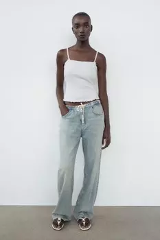 Украшенные плоские сандалии-шлепанцы ZARA, белый