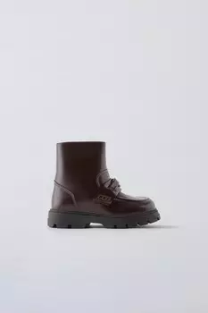 Украшенные сапоги ZARA, бордово-красный