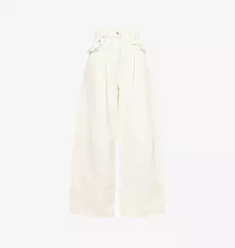 Украшенные широкие джинсы из денима с высокой посадкой Simone Rocha, мультиколор