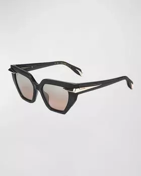 Украшенные солнцезащитные очки-бабочки из ацетата Roberto Cavalli, цвет Crystal Dark Grey