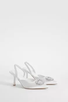 Украшенные туфли-лодочки с пяткой на пятке boohoo, белый