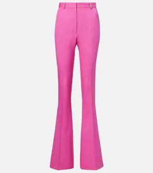 Украшенные высокие расклешённые брюки из шерсти Versace, Dragon Fruit