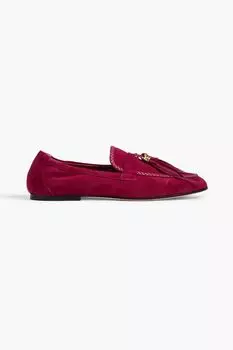 Украшенные замшевые лоферы TOD'S, пурпурный