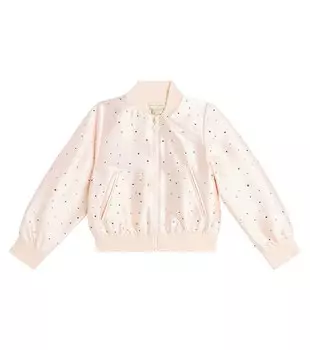 Украшенный атласный бомбер Stella Mccartney, розовый