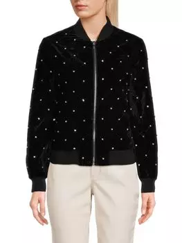 Украшенный бархатный бомбер Wdny, черный