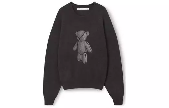 Украшенный блестками свитер Тедди с круглым вырезом Alexander Wang, серый
