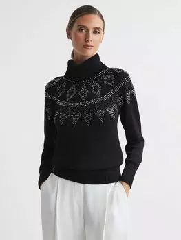 Украшенный джемпер Bella Fair Isle Reiss, черный