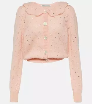 Украшенный кардиган из мохера Alessandra Rich, розовый