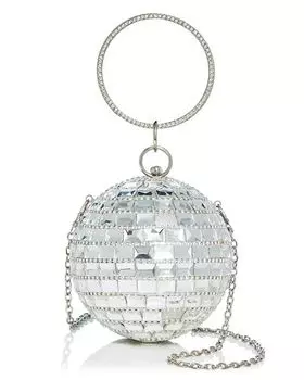 Украшенный клатч Disco Ball AQUA, цвет Silver