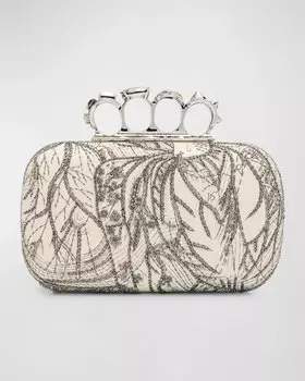 Украшенный клатч с четырьмя кольцами Knuckle Alexander McQueen, цвет Silver