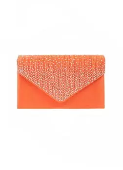 Украшенный клатч со сборками KOKO COUTURE, оранжевый