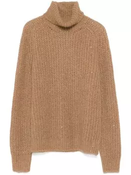 Украшенный пайетками свитер Herno, коричневый