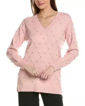 Украшенный пуловер Anne Klein, розовый