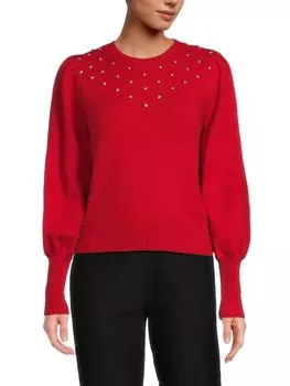 Украшенный свитер с пышными рукавами Nanette Nanette Lepore, красный