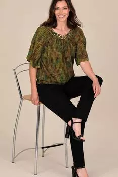 Украшенный топ с короткими рукавами и принтом Klass., зеленый