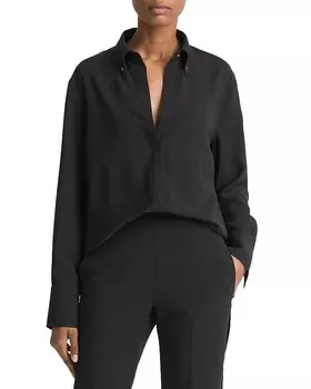 Украшенный топ с раздвинутым воротником Vince, черный