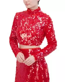 Украшенный топ с воротником-стойкой BCBGMAXAZRIA, красный